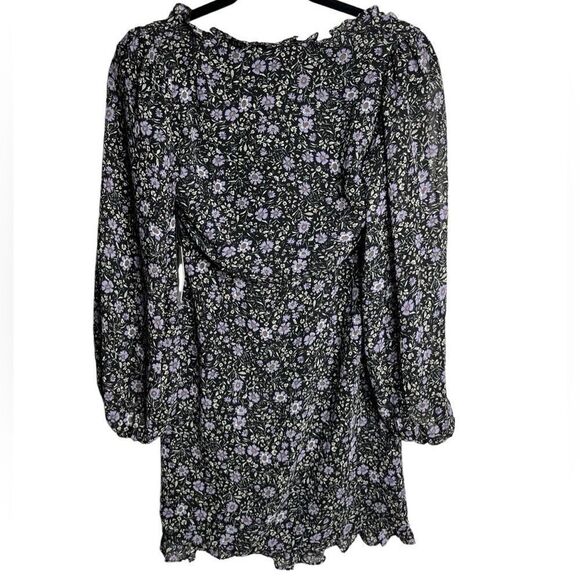 Floret Studios Floral Long Sleeve Sweetheart Neckline Dress Purple and Blue XS - Picture 2 of 3